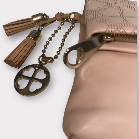 Folli Follie Purse Pink Leather Perforated Heart Etched Folding Clutch Greece - Picture 4 of 11